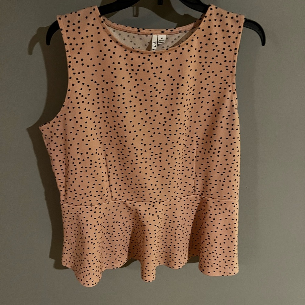 Pink with black polka dots